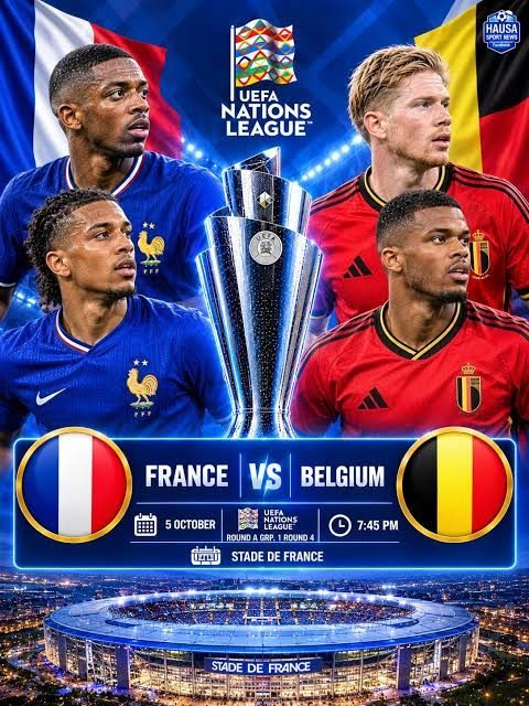 ملصق مباراة فرنسا وبلجيكا في دوري الأمم الأوروبية على ستاد دو فرانس.