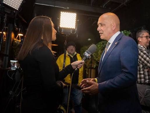 Pete Fry, newly elected Green Party Mayor of Vancouver, smiling after election victory